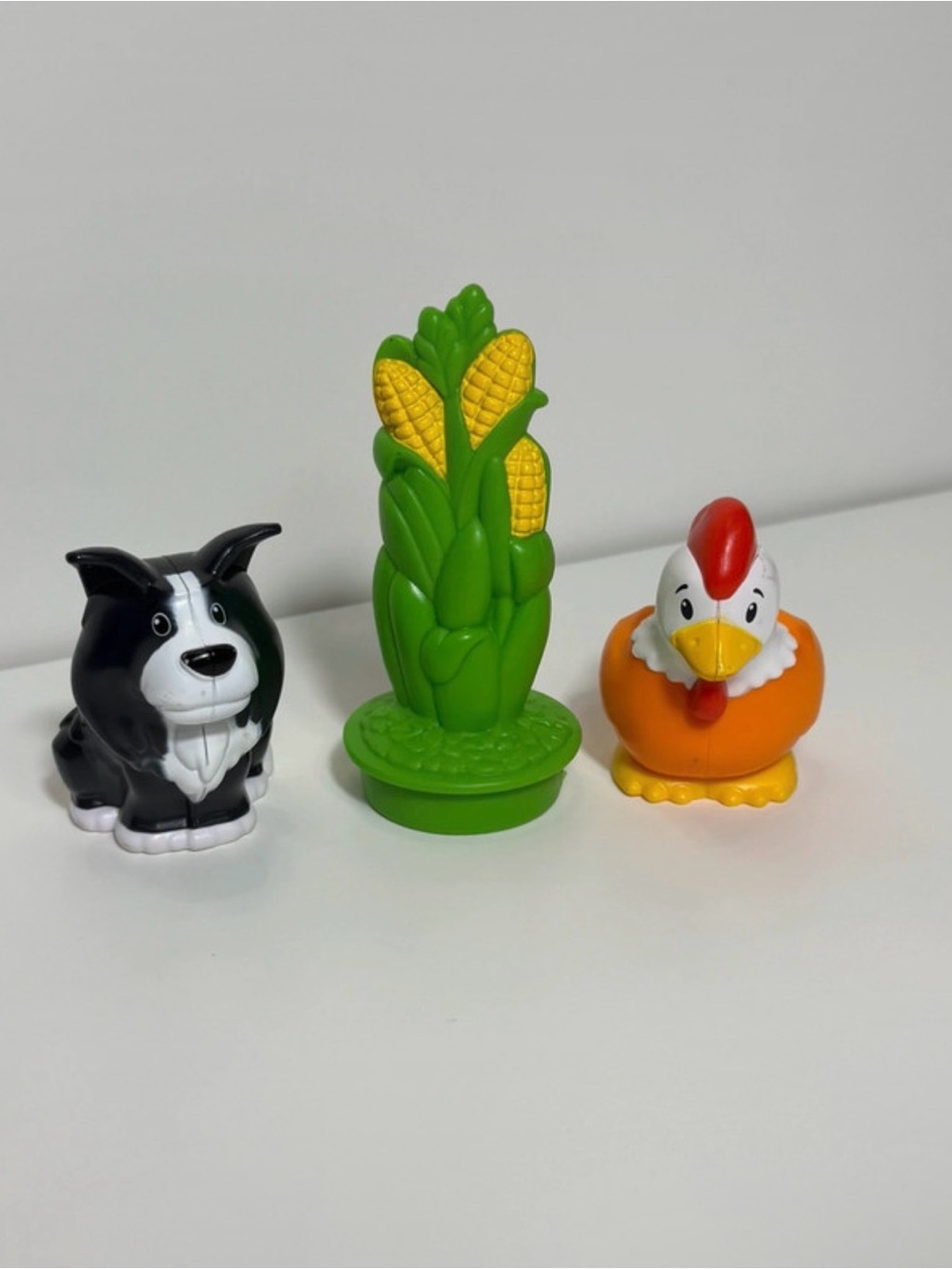 Little People Farm Lot Of 3: Corn Stalk, Black & White Dog, Chicken Fisher Price